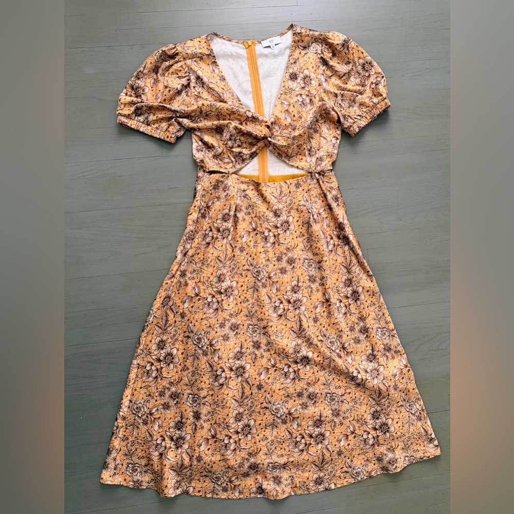 NSR Floral Dress in Mustard and Brown
